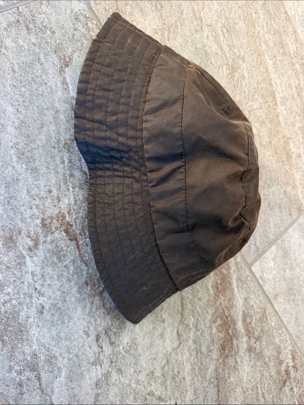Barbour Dark Olive Waxed Cotton Field Jacket with Brown Cord Collar and Hat - Picture 14 of 16